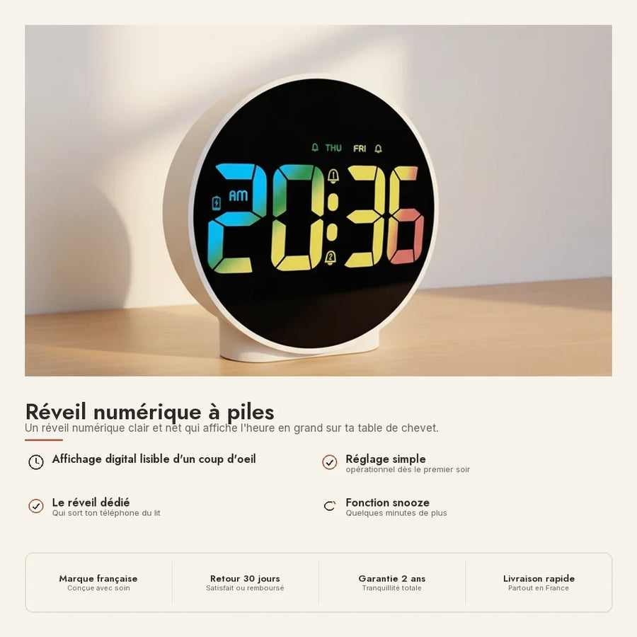 Réveil numérique à piles