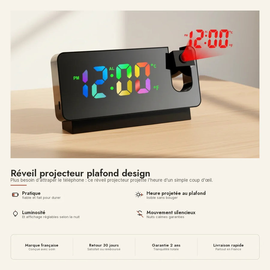 Réveil projecteur plafond design
