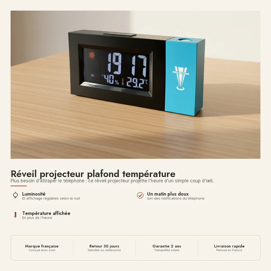 Réveil projecteur plafond température
