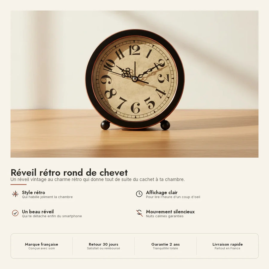 Réveil rétro rond de chevet