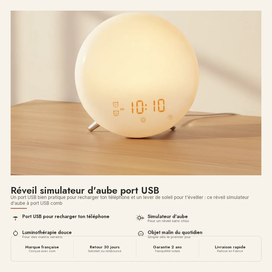 Réveil simulateur d'aube port USB