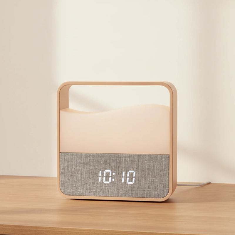 Réveil veilleuse en bois, lumière progressive