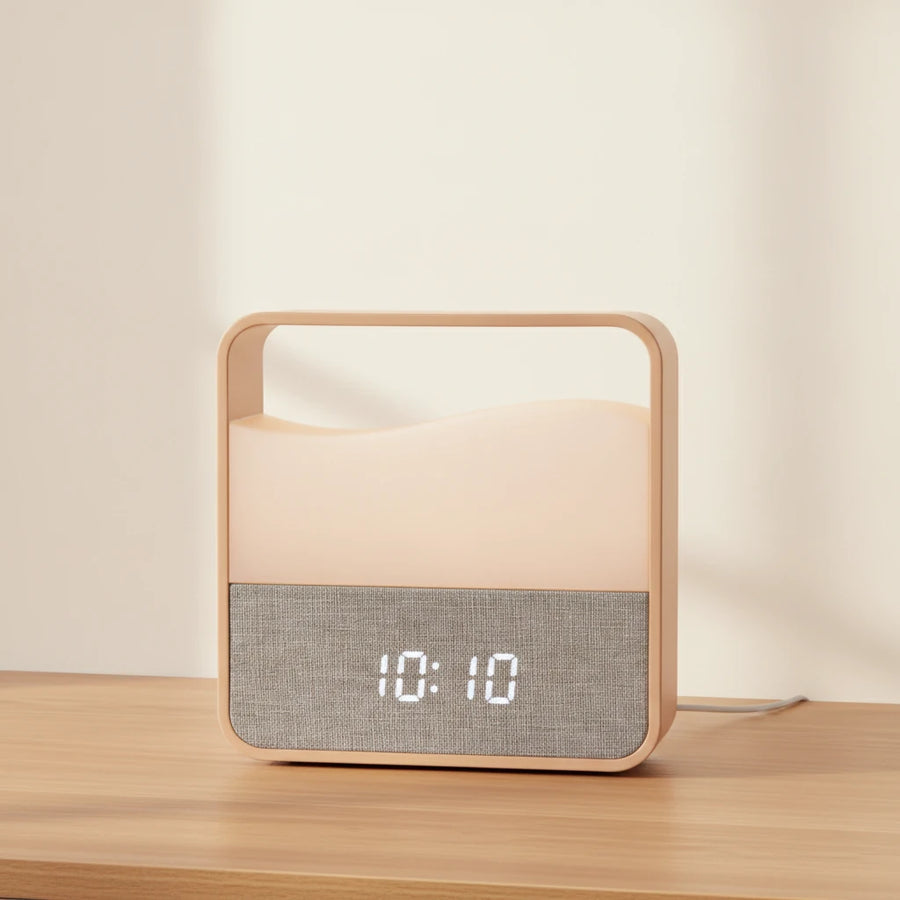 Réveil veilleuse en bois, lumière progressive