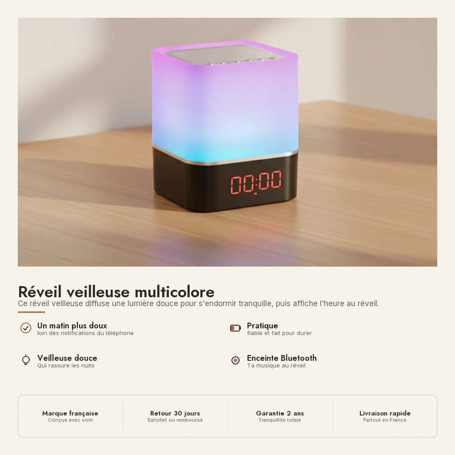 Réveil veilleuse multicolore