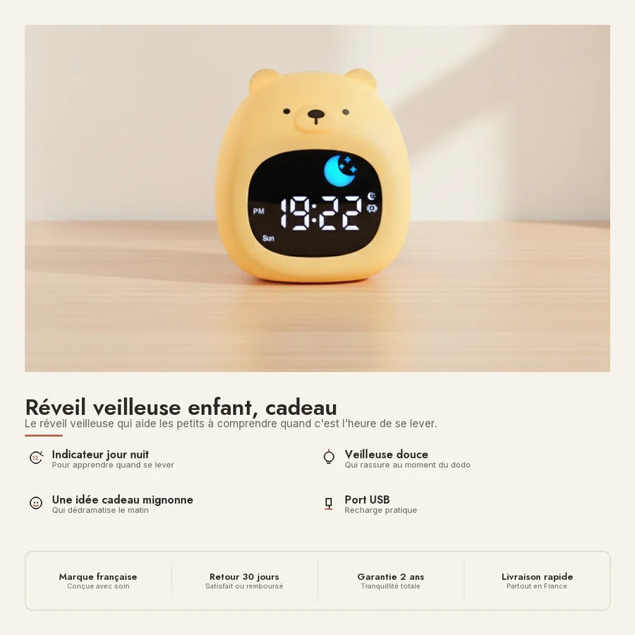Réveil veilleuse enfant, cadeau
