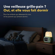 Réveil veilleuse enfant grille-pain en situation dans une chambre d'enfant