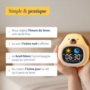 Comment utiliser le réveil veilleuse enfant jour et nuit bruit blanc en quatre étapes