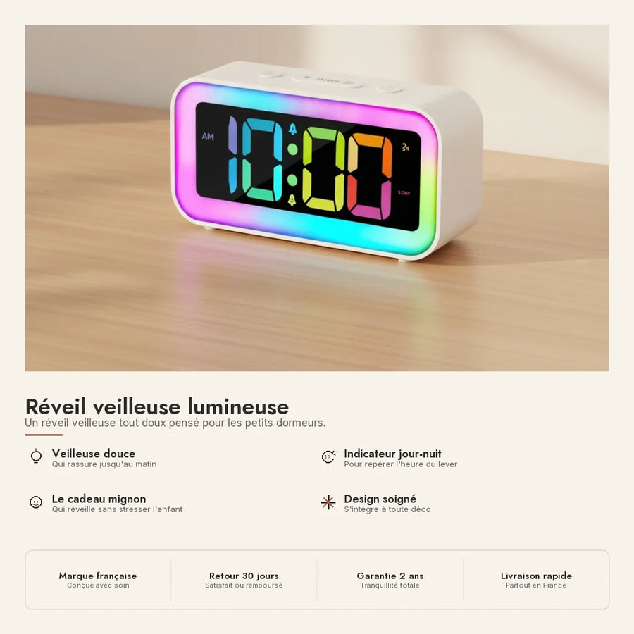 Réveil veilleuse lumineuse