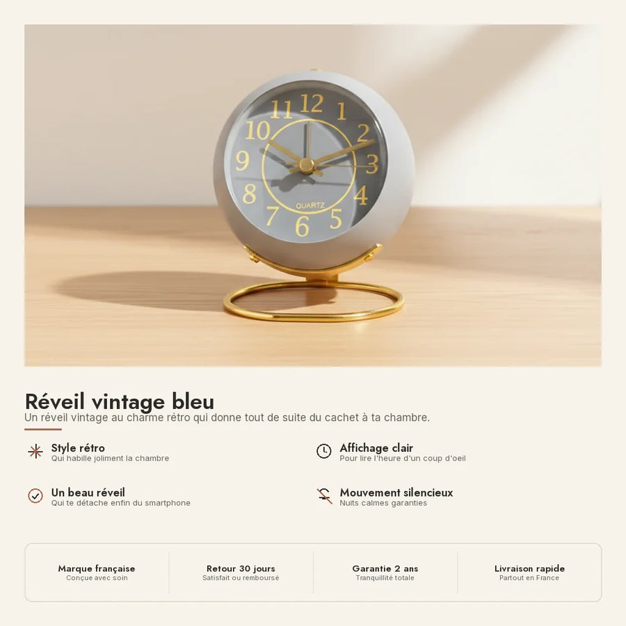 Réveil vintage bleu