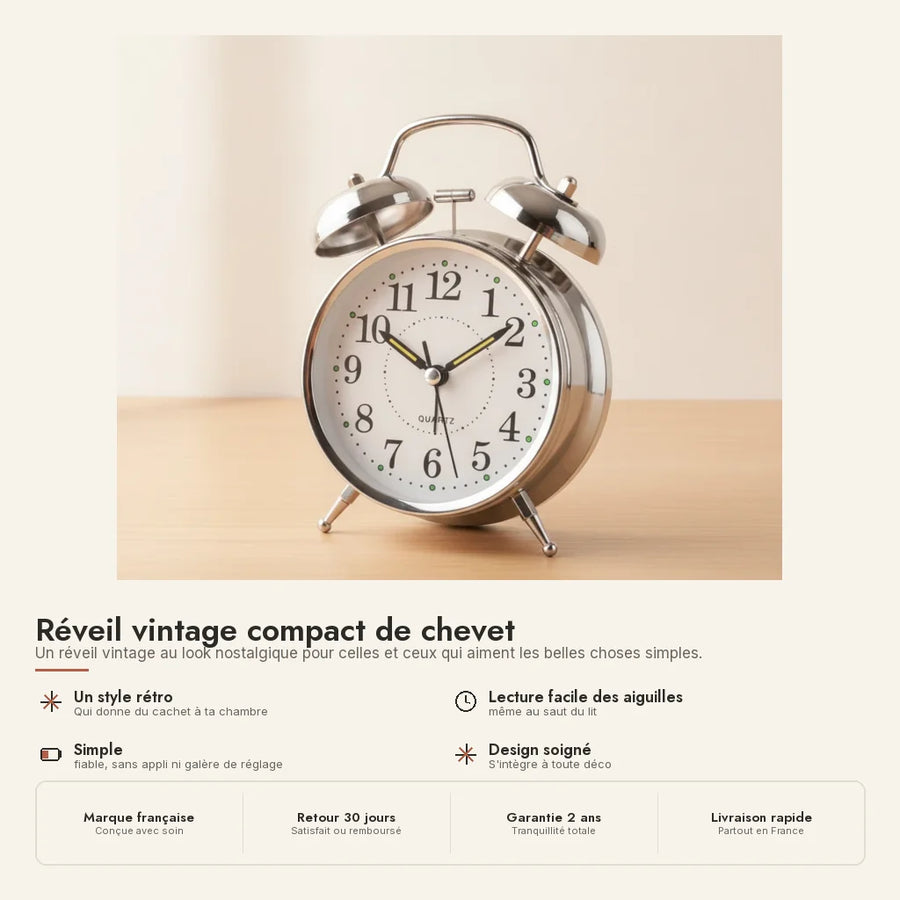 Réveil vintage compact de chevet