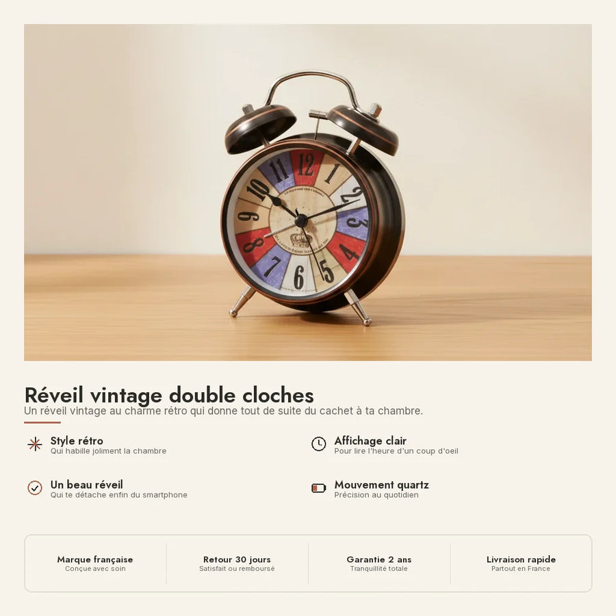 Réveil vintage double cloches