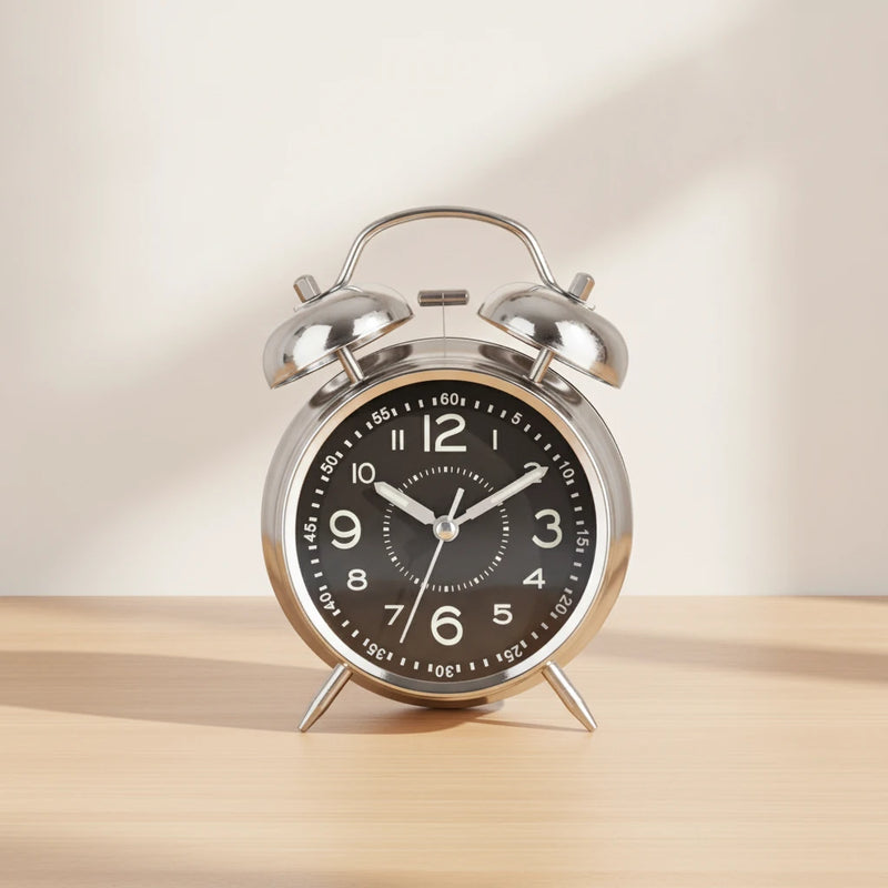 Réveil vintage métal avec veilleuse