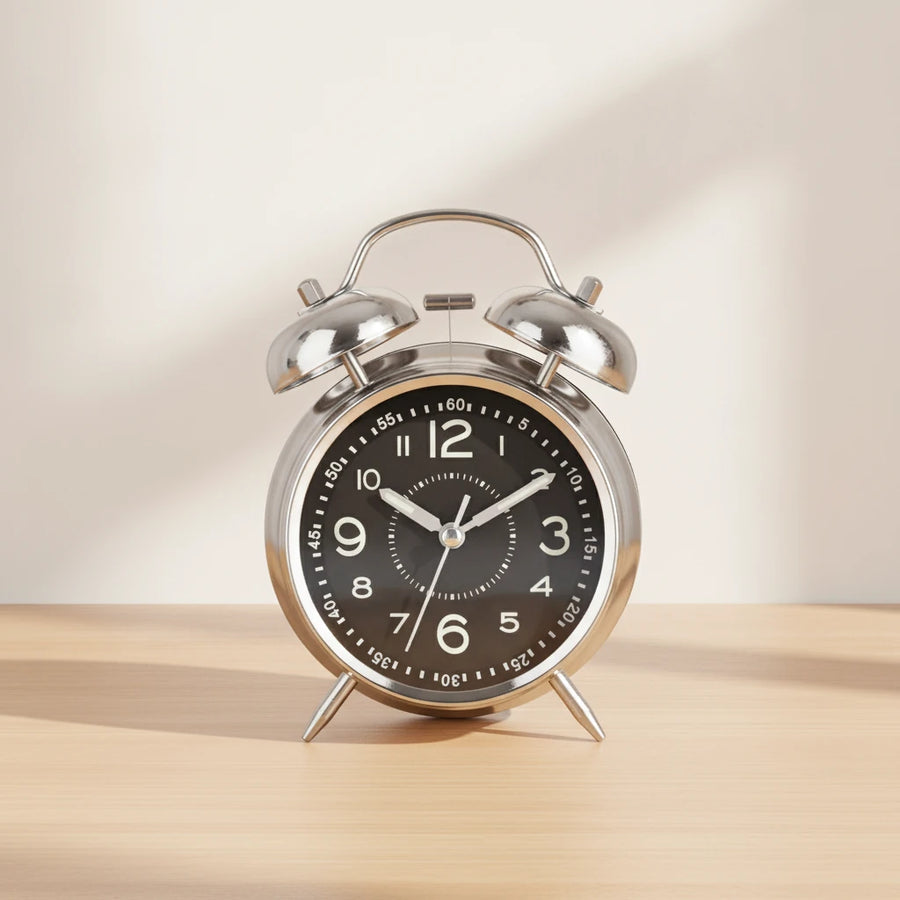 Réveil vintage métal avec veilleuse