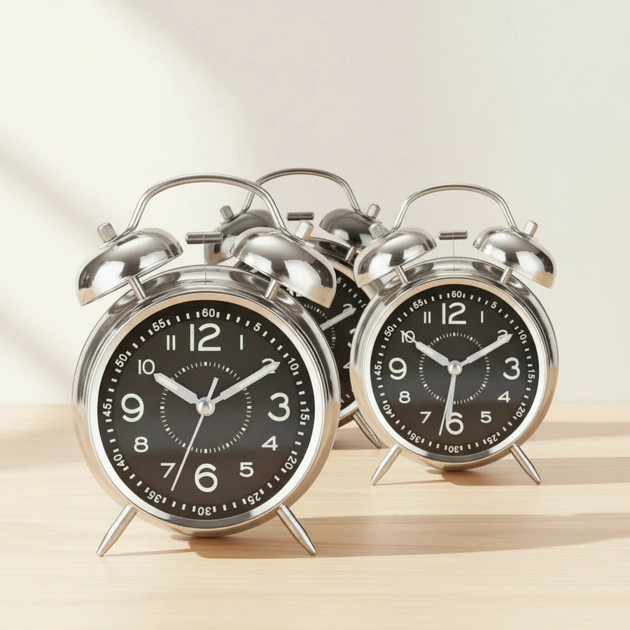 Réveil vintage métal avec veilleuse
