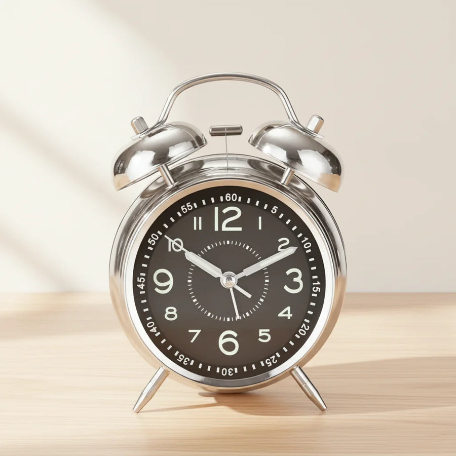 Réveil vintage métal avec veilleuse
