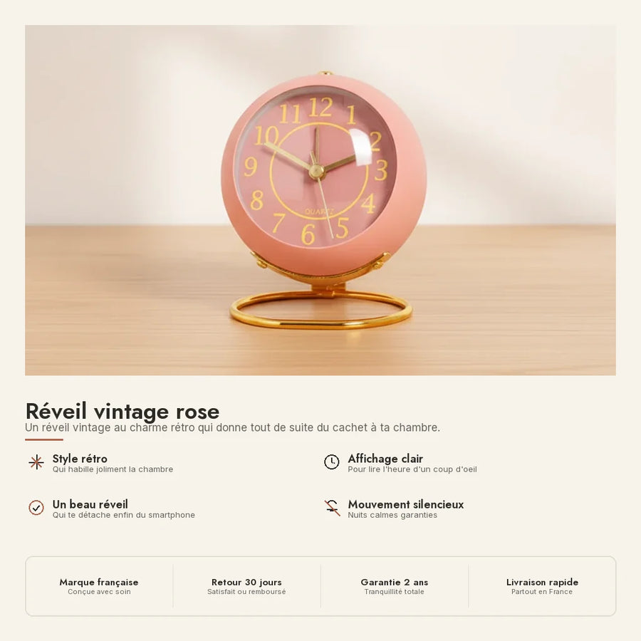 Réveil vintage rose
