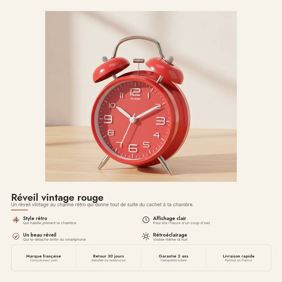 Réveil vintage rouge