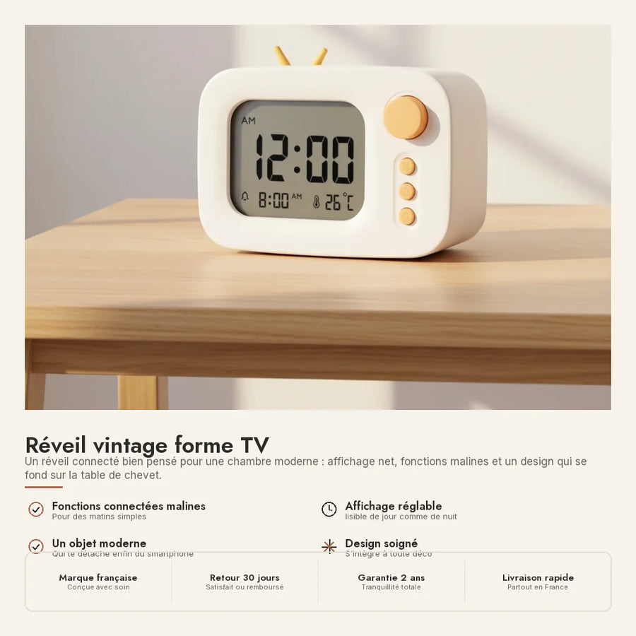 Réveil vintage forme TV
