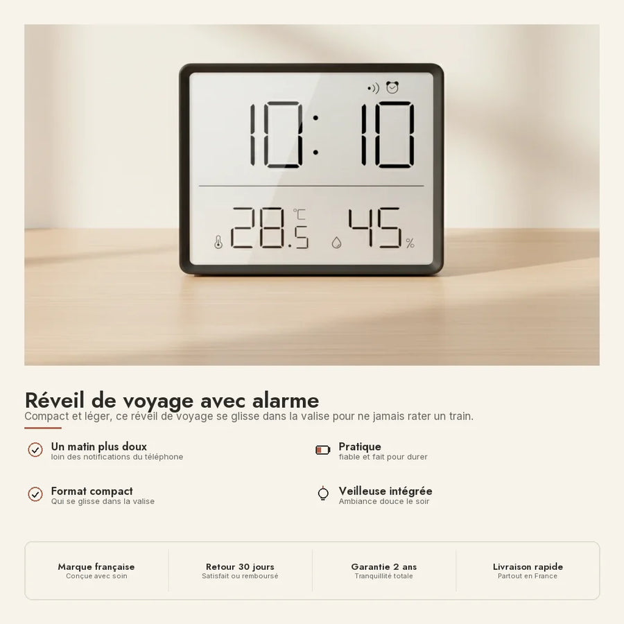 Réveil de voyage avec alarme