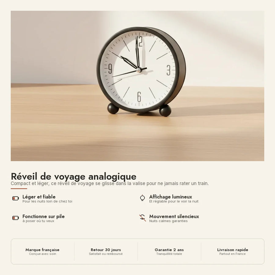 Réveil de voyage analogique