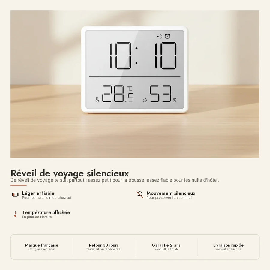 Réveil de voyage silencieux