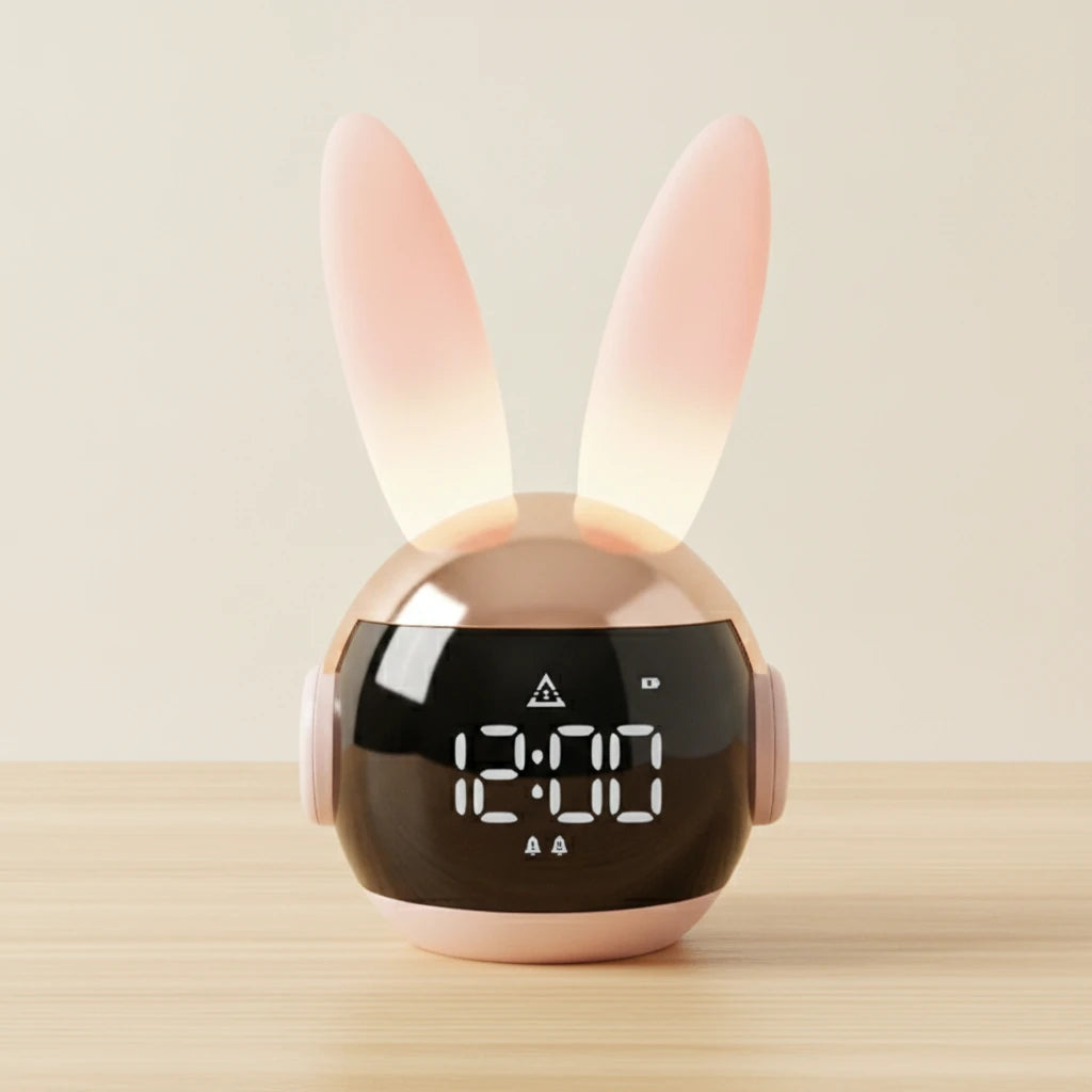 Réveil fille veilleuse lapin